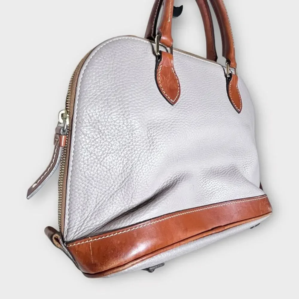 DOONEY & BOURKE Pebbled Grain Leather Zip Satchel Gray Brown Handbag Purse